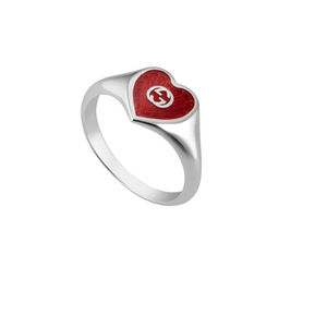 Women's Gucci Silver & Red Heart Ring, Sz 6